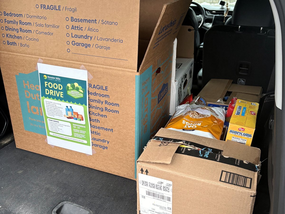 Donations collected by the French Lick team for a community food drive